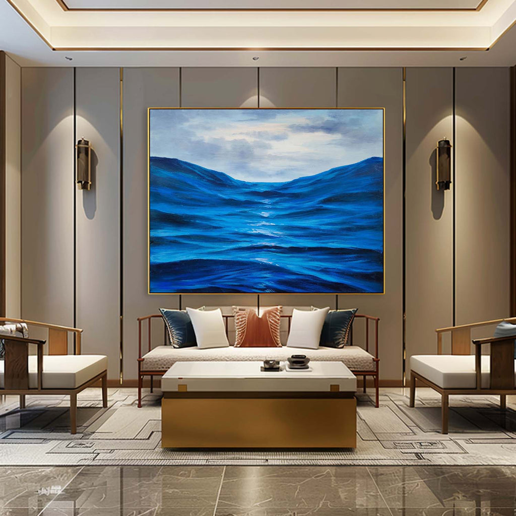 Tactile Blue Ocean Wave Oil Painting Seascapes