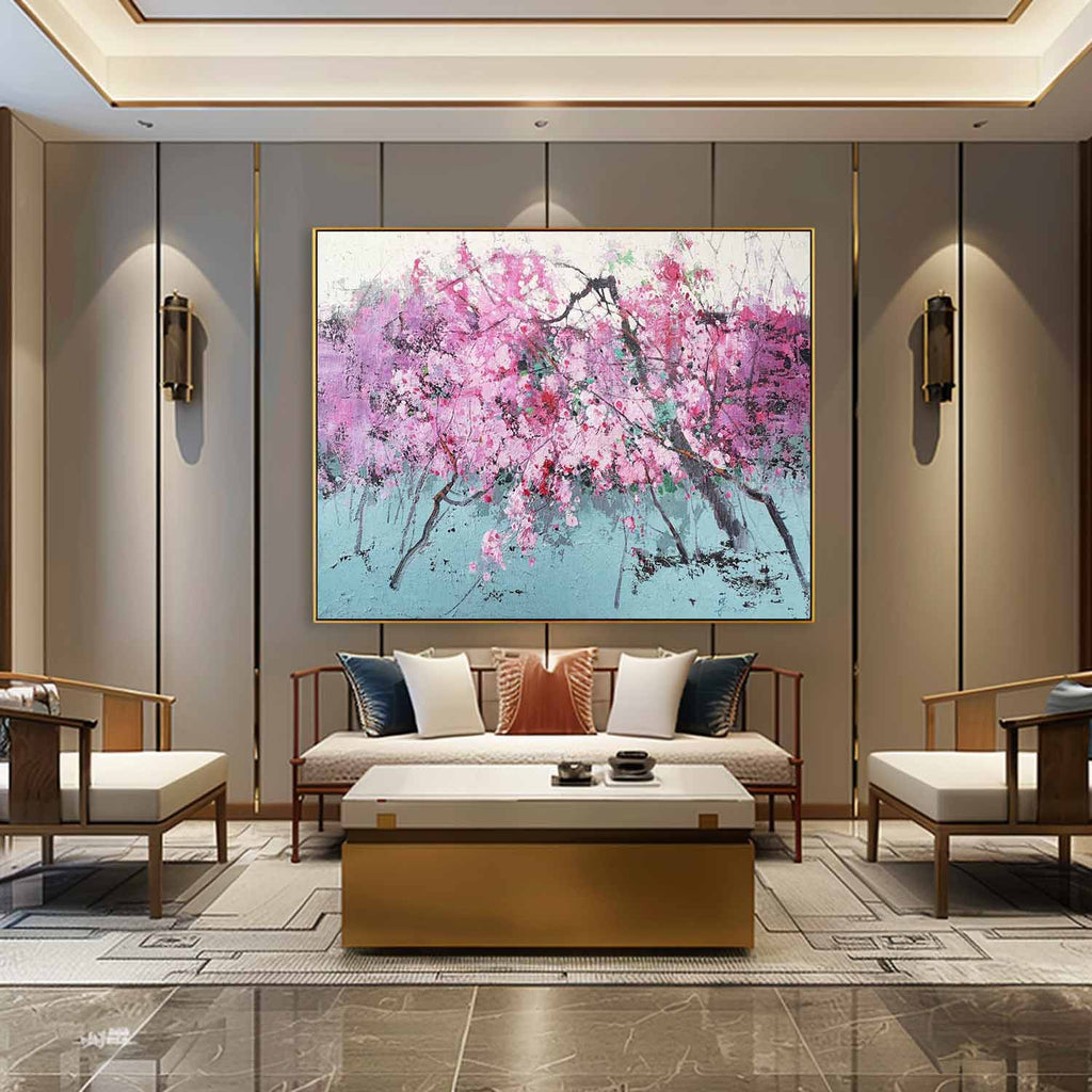 Hyperrealism Art Vibrant Cherry Blossom Tree Painting