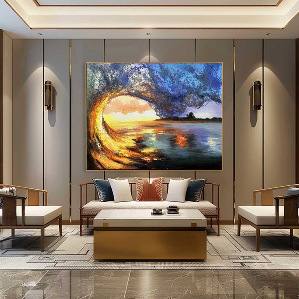 Hyperrealism Sunset Wave Arch Texture Wall Art Romantic