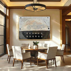 Dual-Tone Textured Half-Circle Oil Painting Geometric