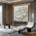3D White Peony Impasto Painting