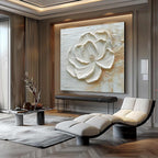 3D White Peony Impasto Painting