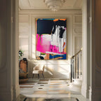Pink & Black Drip Abstract Painting