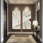 Textured Two-Piece Abstract Oil Painting Red