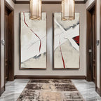 Textured Two-Piece Abstract Oil Painting Red