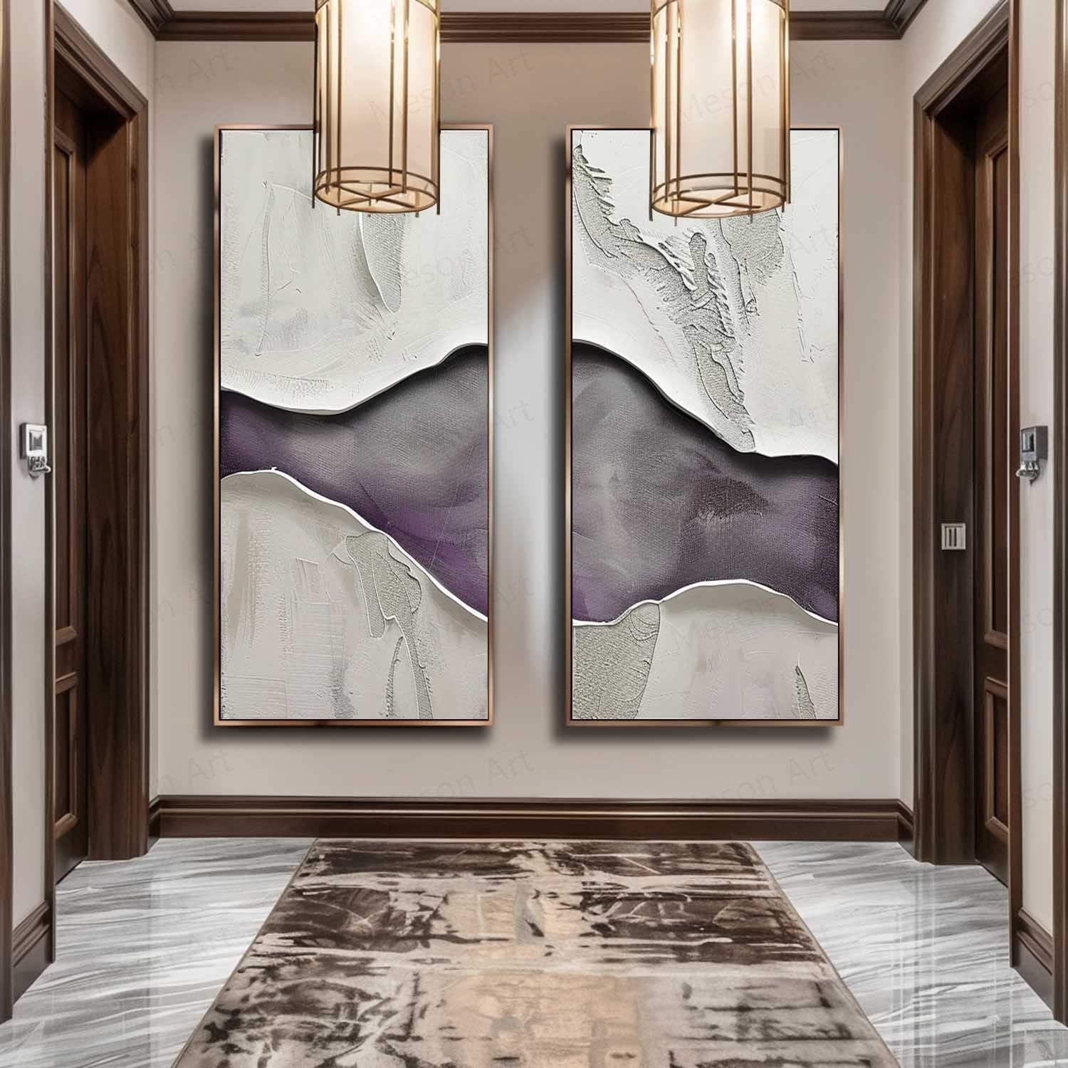 Dual Panel Textured Abstract Wall Art