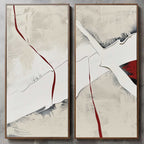 Textured Two-Piece Abstract Oil Painting Red