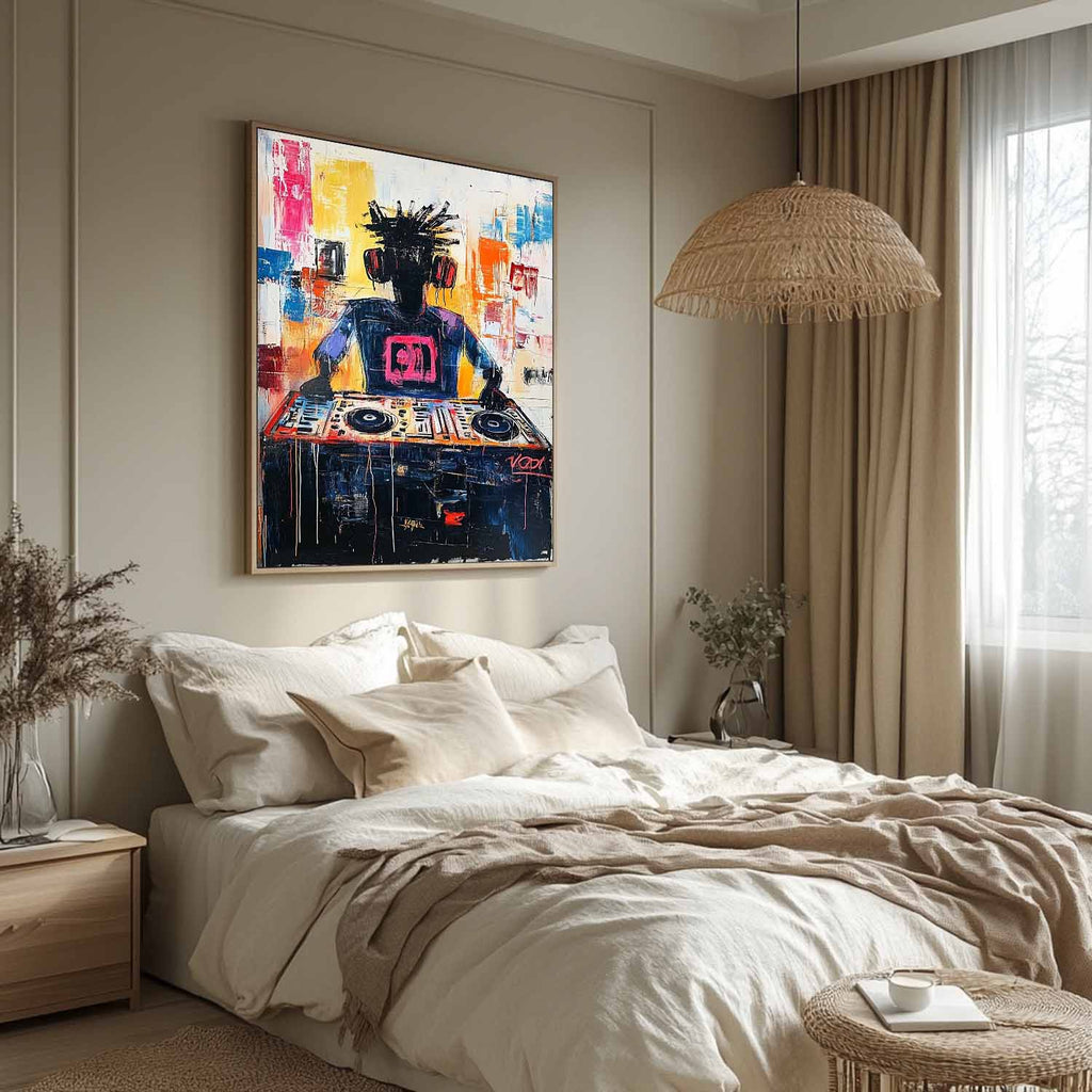Vibrant DJ Turntable Urban Graffiti Abstract Painting