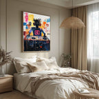 Vibrant DJ Turntable Urban Graffiti Abstract Painting