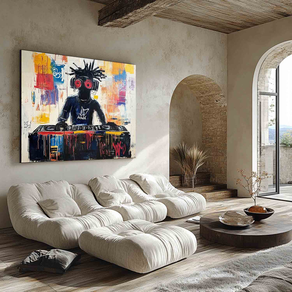 Vibrant DJ Theme Urban Graffiti Abstract Painting