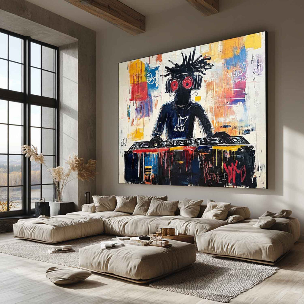 Vibrant DJ Theme Urban Graffiti Abstract Painting