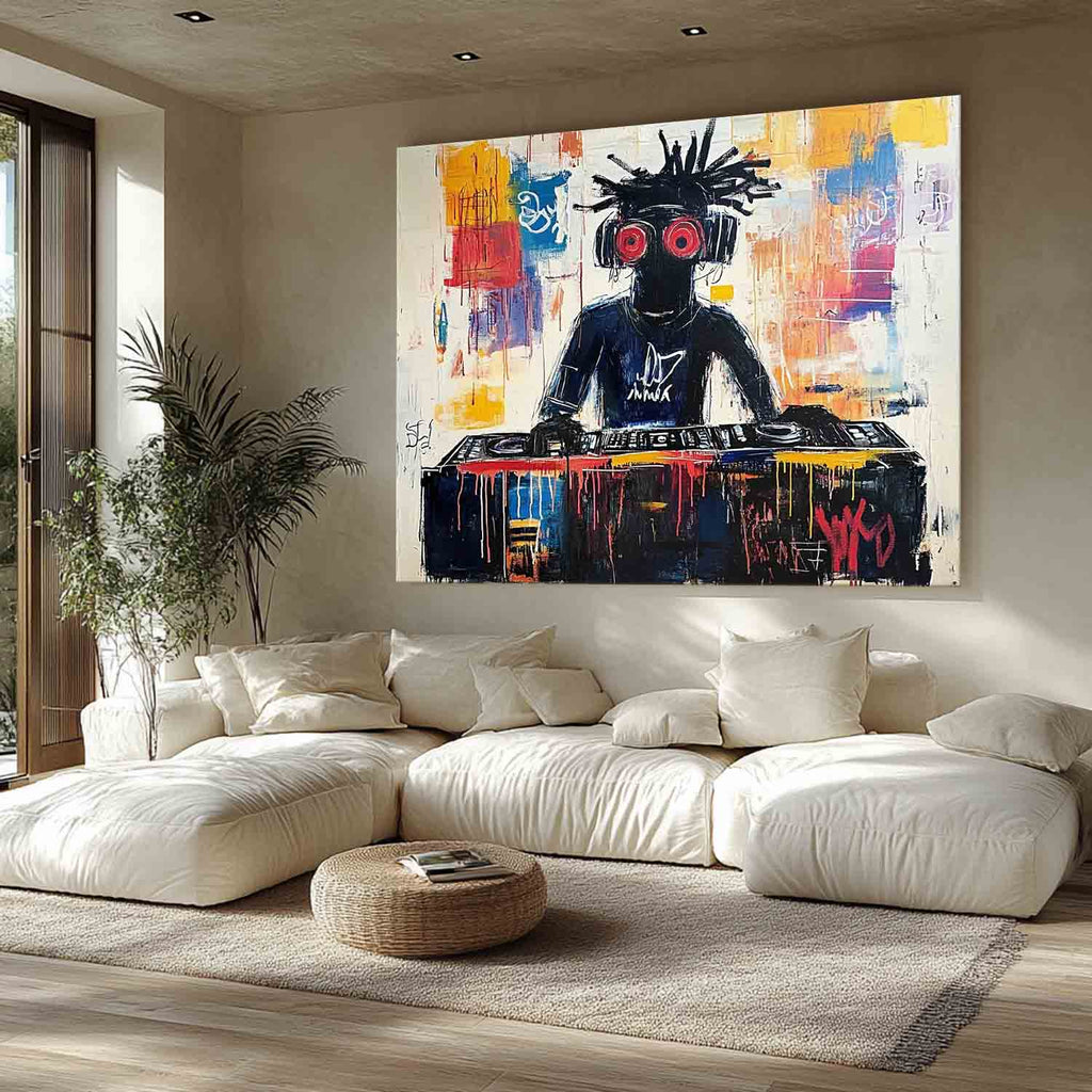 Vibrant DJ Theme Urban Graffiti Abstract Painting