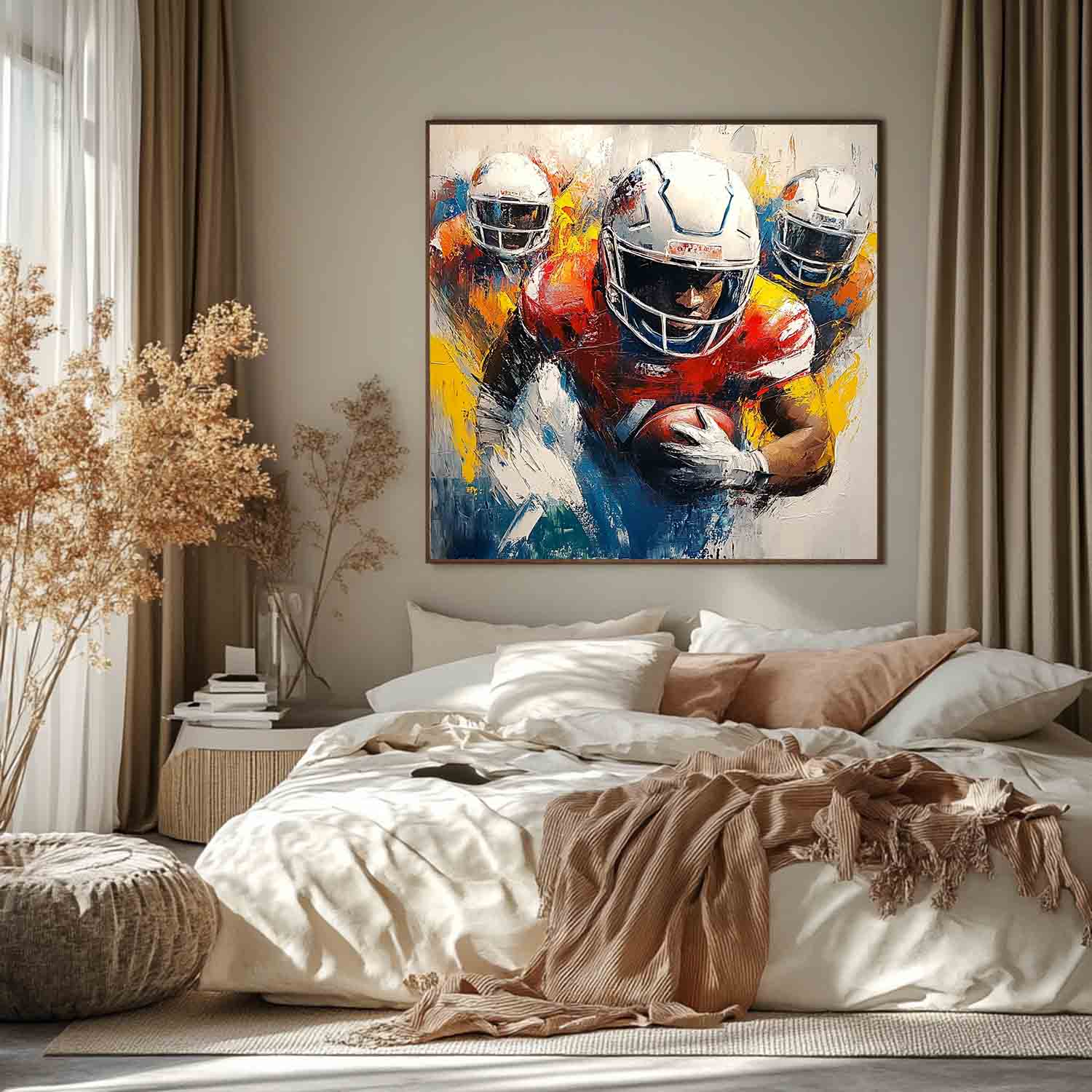 Dynamic American Football Player Painting
