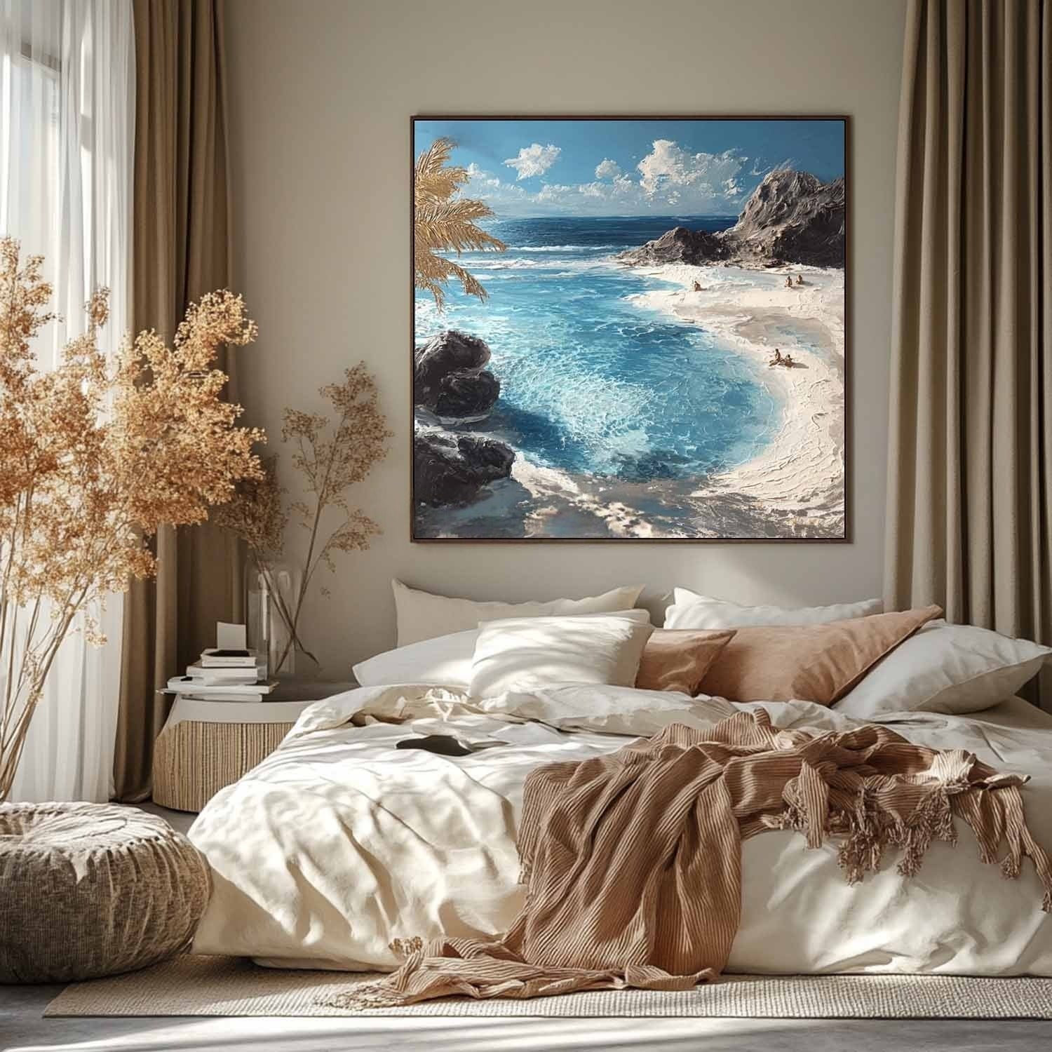 Tropical Secluded Cove Impasto Painting
