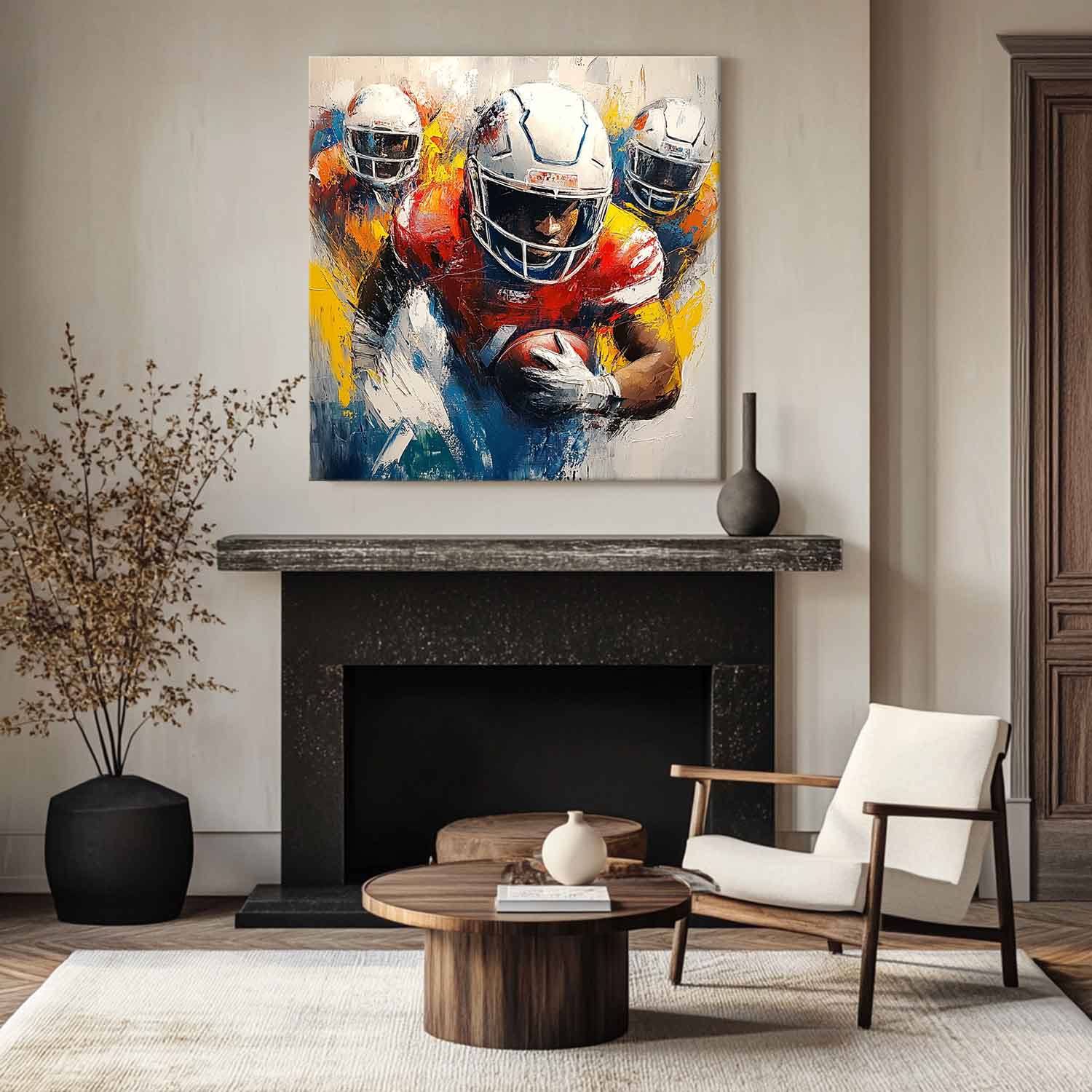 Dynamic American Football Player Painting