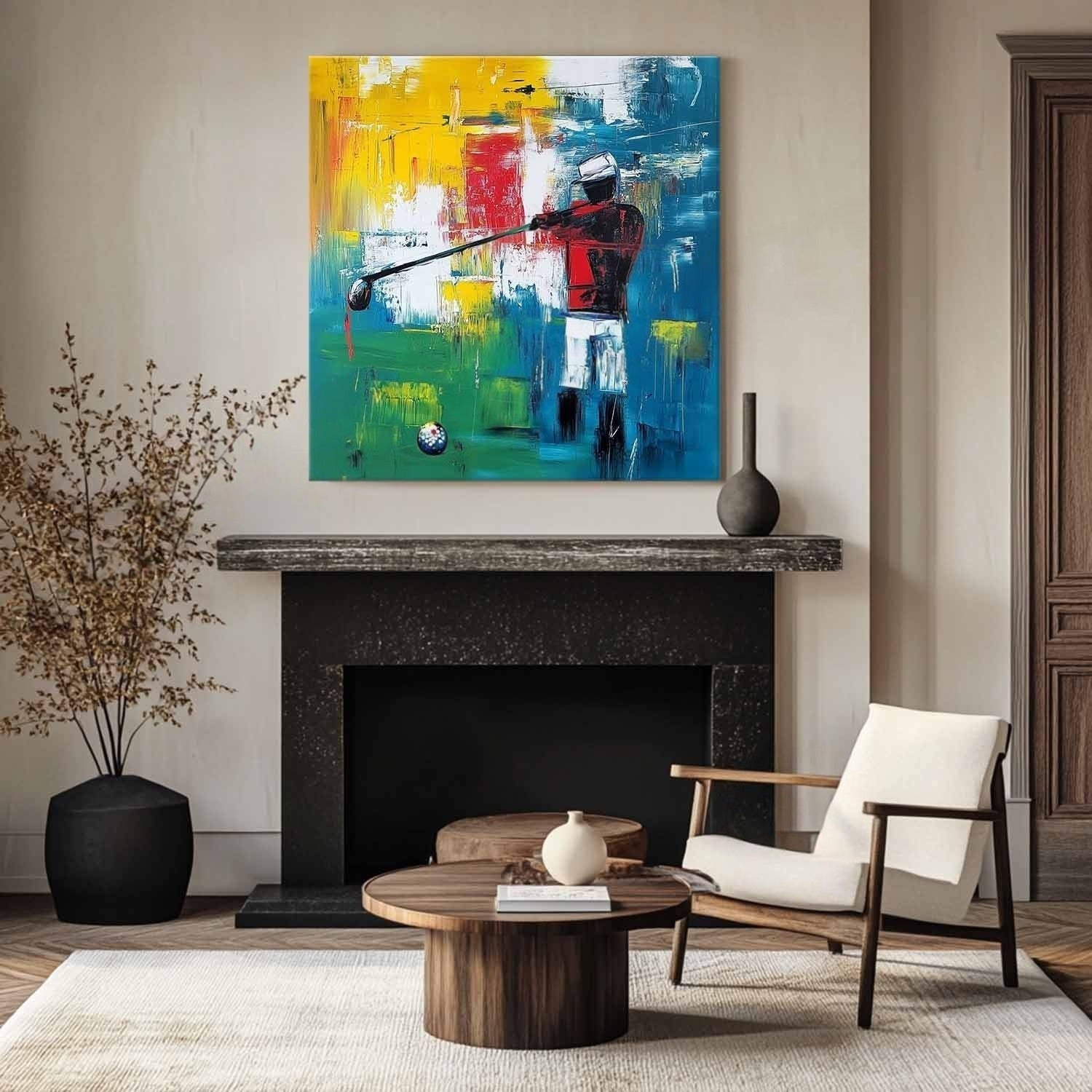 Wall Art Abstract Golfer Swing Colorful