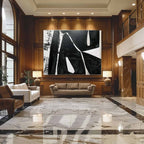 Bold Black Textured Geometric Oil Painting Modern