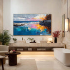 Vibrant Coastal Sunset Impasto Painting