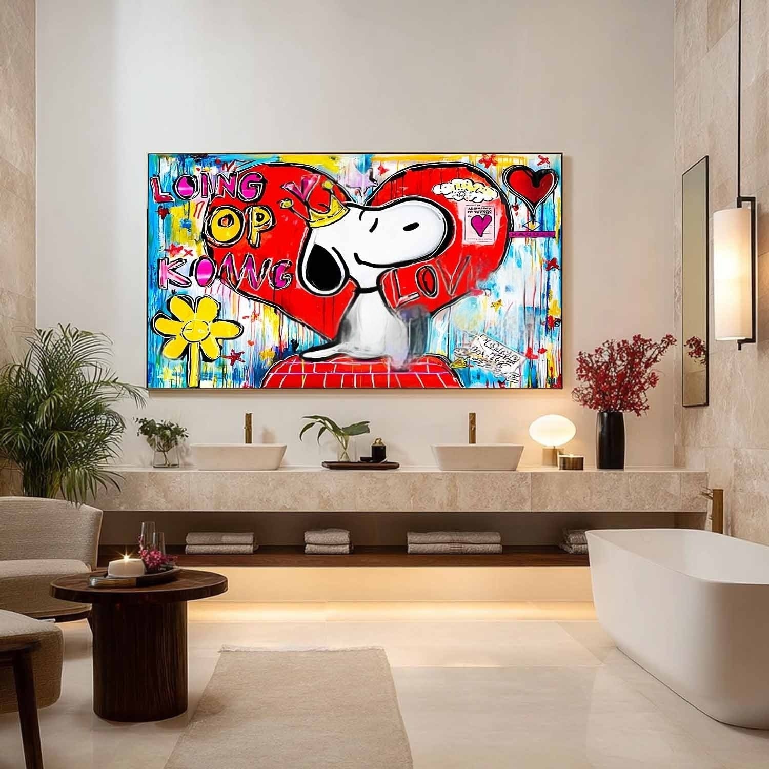 Snoopy King of Hearts Pop Art Impasto Painting