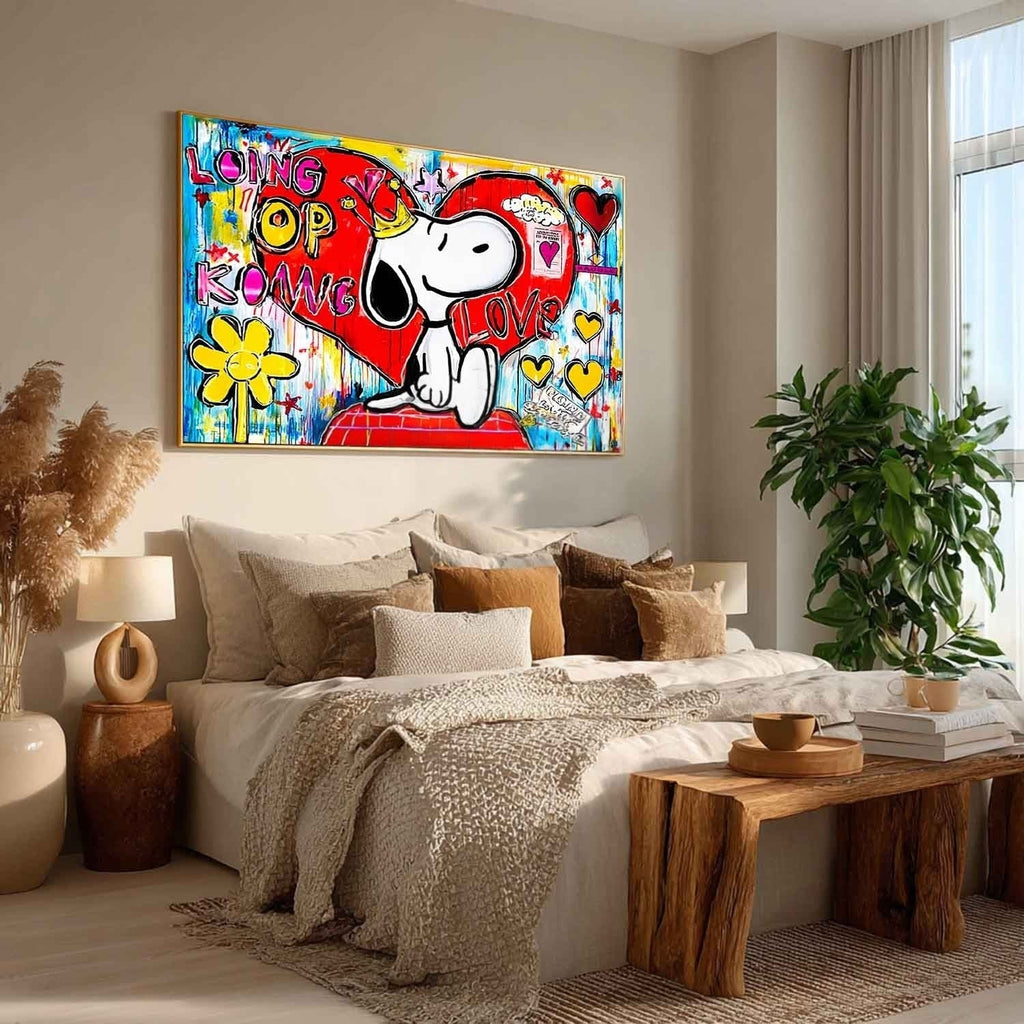 Snoopy King of Hearts Pop Art Impasto Painting
