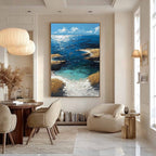 Sunlit Coastal Cove Impasto Painting