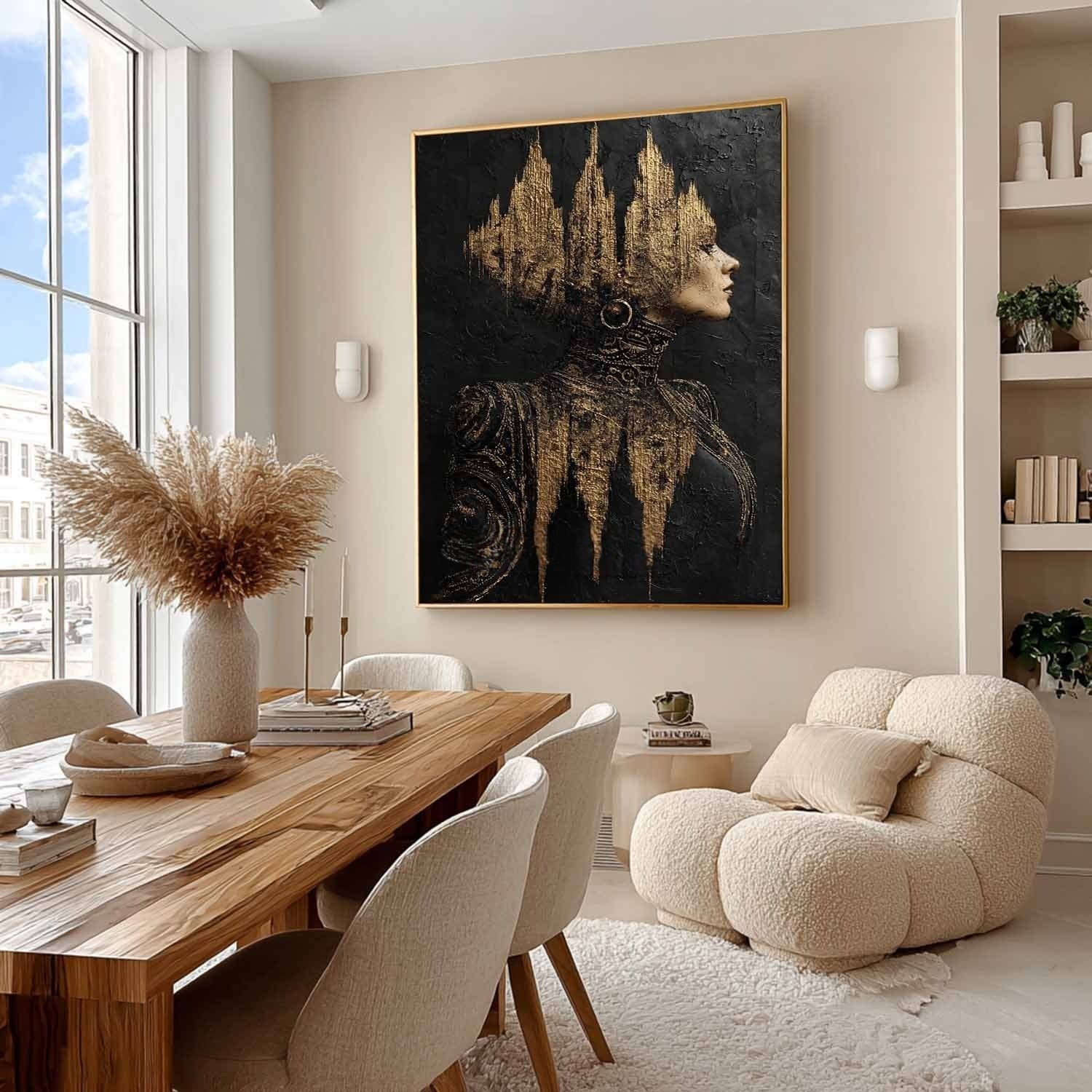 Golden Empress Mixed Media Painting
