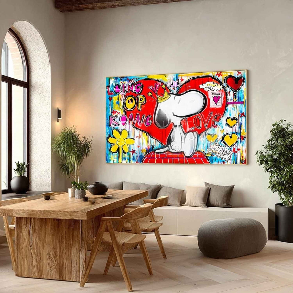 Snoopy King of Hearts Pop Art Impasto Painting