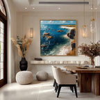 Cliffside Coastal Vista Impasto Painting