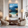 Sunlit Coastal Cove Impasto Painting