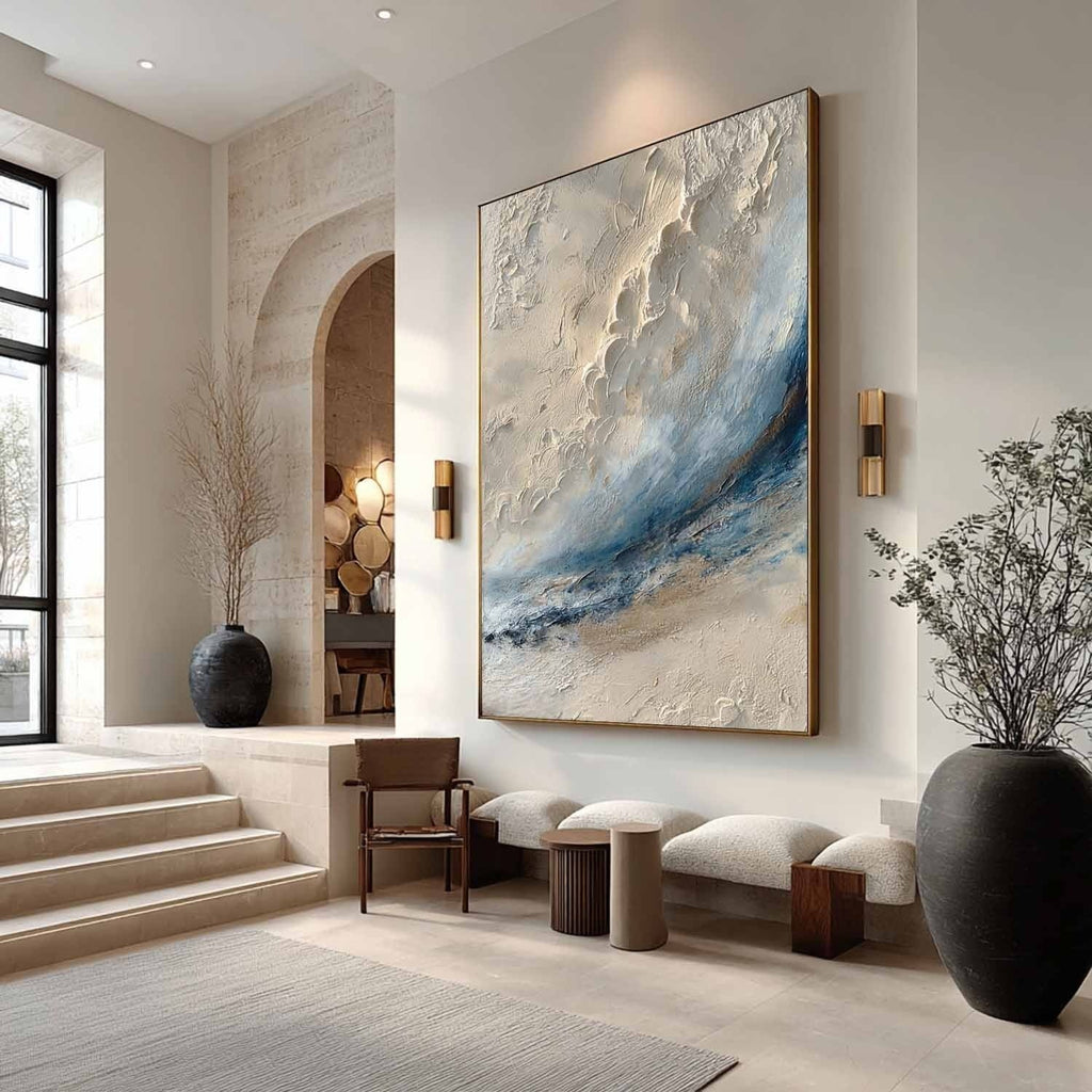Wabi-Sabi Coastal Bas-Relief Painting