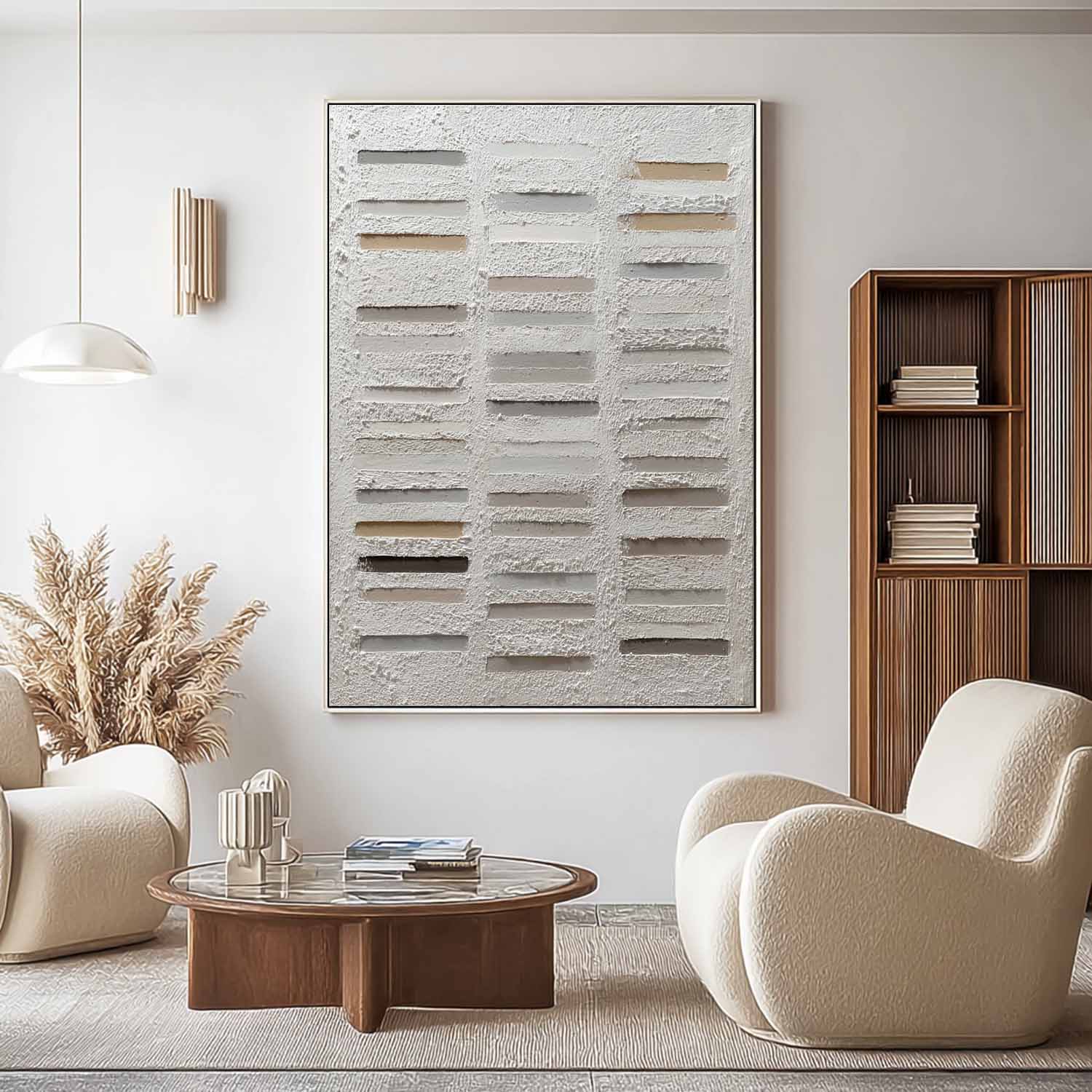 Wabi-Sabi Linear Bas-Relief Painting