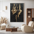 Black Gold Abstract Dual Faces Impasto Painting