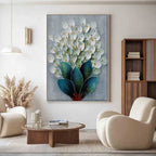 3D White Floral Bouquet Textured Painting