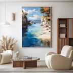 Secluded Cliffside Cove Impasto Painting