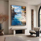 Secluded Cliffside Cove Impasto Painting