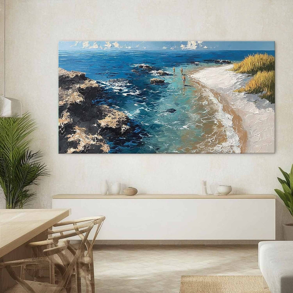 Cliffside Beach Impasto Painting