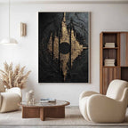 Wall Art Abstract Black Gold Modern Palette Knife