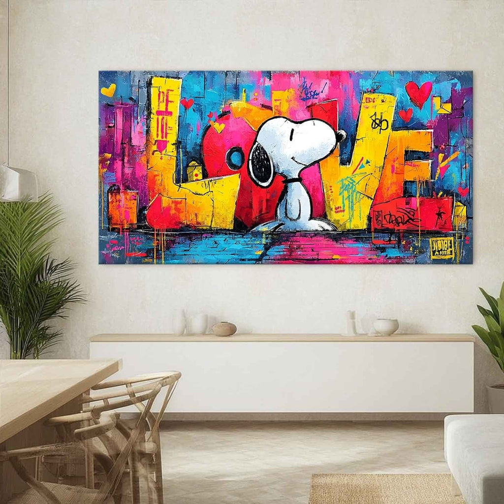 Snoopy Love Graffiti Pop Art Impasto Painting
