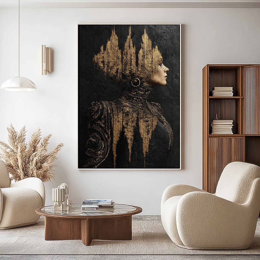 Golden Empress Mixed Media Painting
