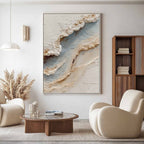 Wall Art Abstract Coastal Wave Beige Blue