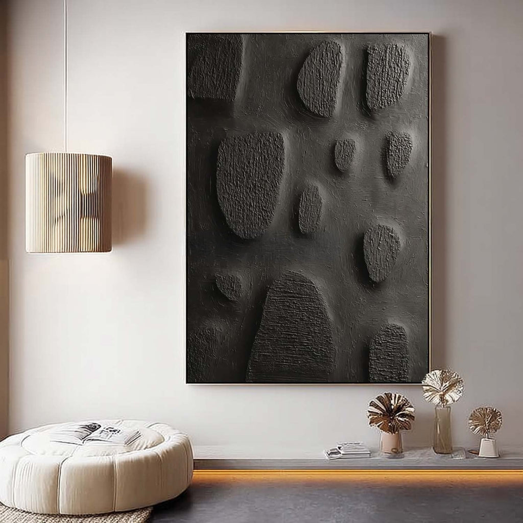 Black Minimalist Organic Texture Painting