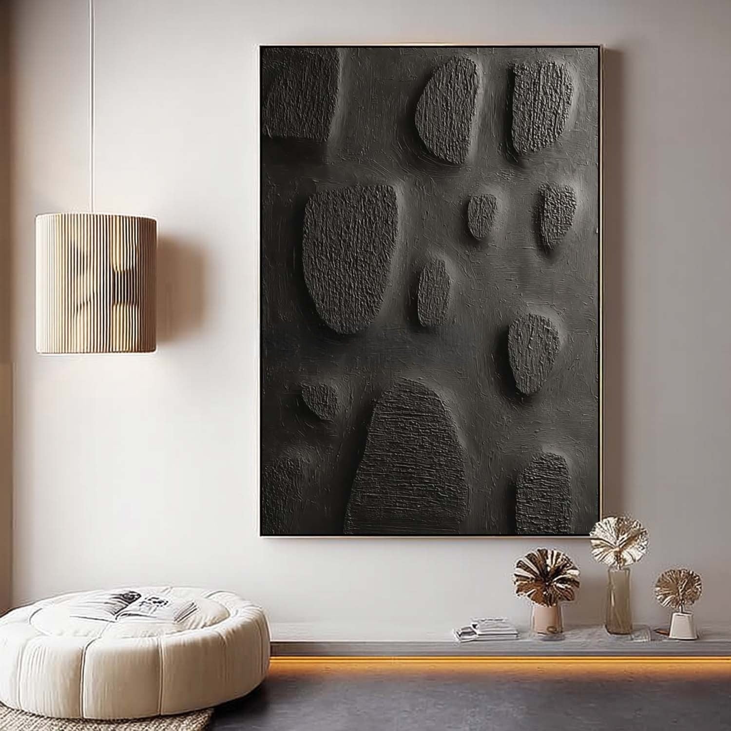 Black Minimalist Organic Texture Painting