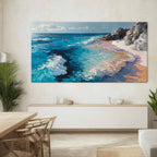 Coastal Beach Scene Impasto Painting