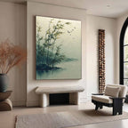 Misty Lakeside Bamboo 3D Impasto Painting