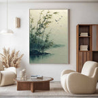 Misty Lakeside Bamboo 3D Impasto Painting