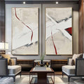 Textured Two-Piece Abstract Oil Painting Red