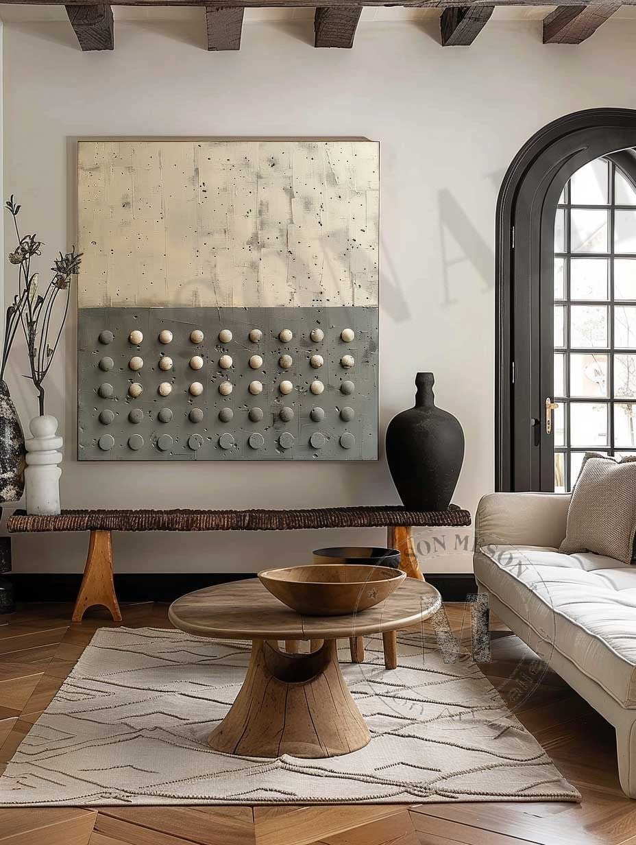 Neutral Tone Textured 3D Dot Wall Art