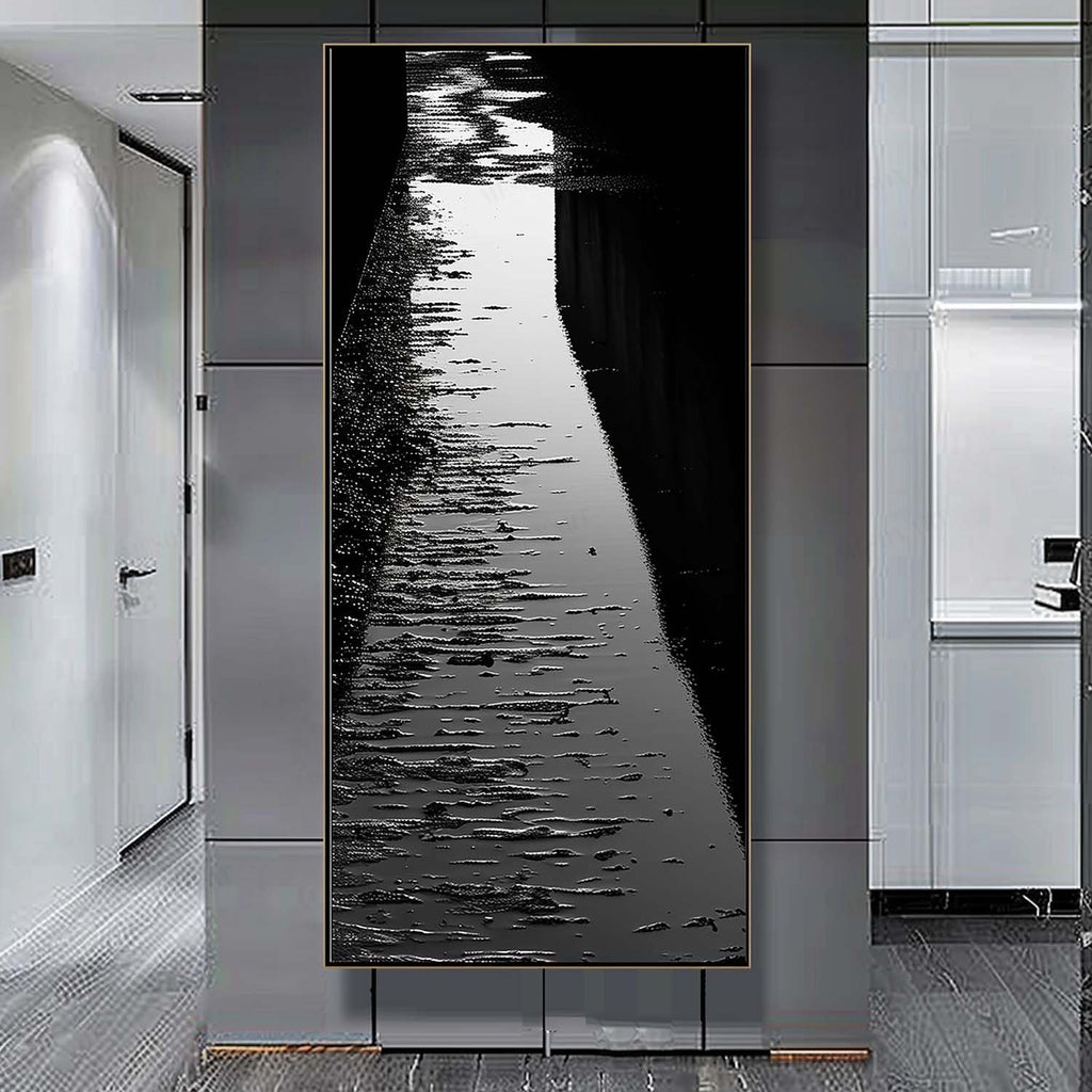 Monochrome Textured Reflective Landscape Oil Painting