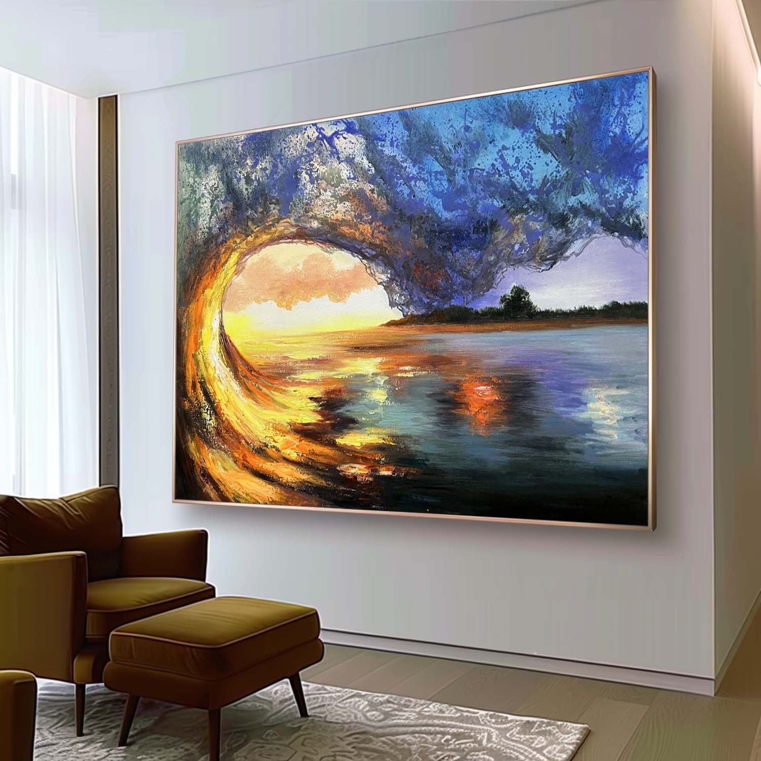 Hyperrealism Sunset Wave Arch Texture Wall Art Romantic