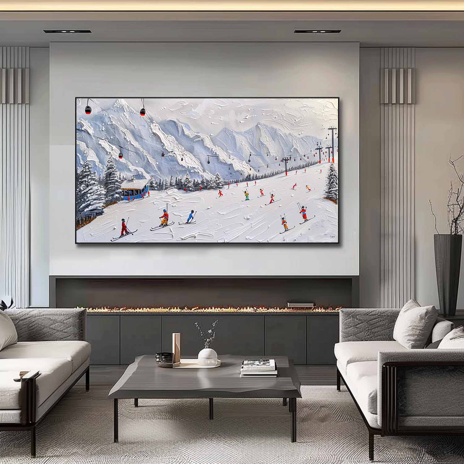 Plaster Art Texture Winter Landscape Painting